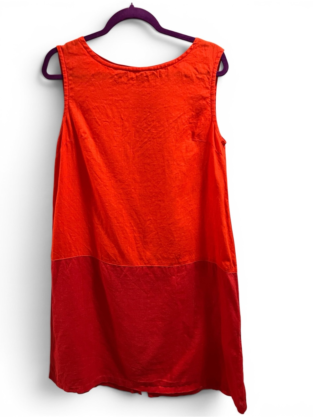 ☀️Fog Linen Work 100% Linen Colourblock Shift Midi Dress Size M